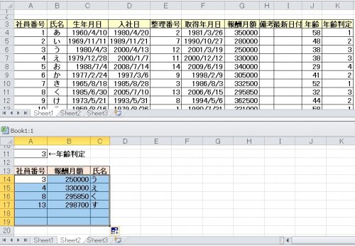 「エクセルでデータベースの列の値を判定し、」の回答画像5