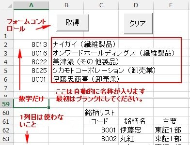 「vbaでweb上から株価(5分足)を時系」の回答画像1
