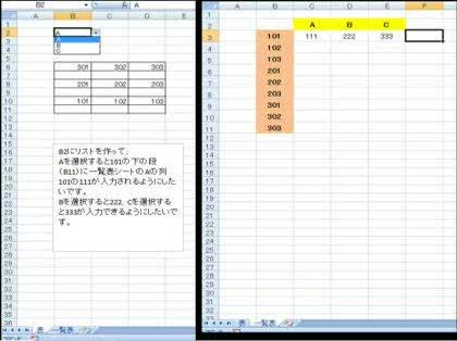 「エクセルでリストに対応するデータを別シー」の質問画像