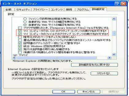 「ノーチェックでアクティブコンテンツを表示」の回答画像1