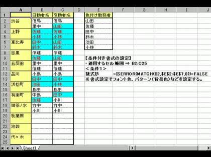 「エクセルの勤務表で特定の方のセルの色や文」の回答画像2