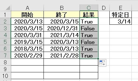 「Excelの数式で、「ある特定の月日が含」の回答画像4