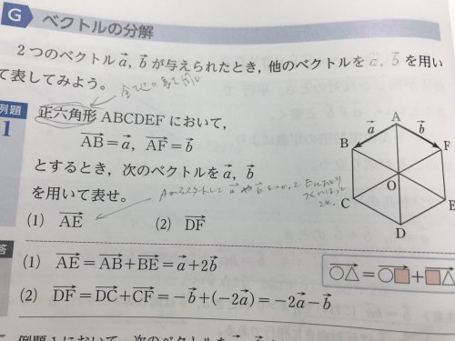 「例題１の( 2 )を ベクトルDF=ベク」の質問画像