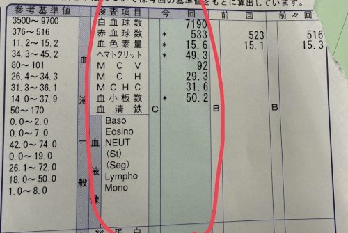 「仕事の健康診断でこのような結果でBからC」の質問画像