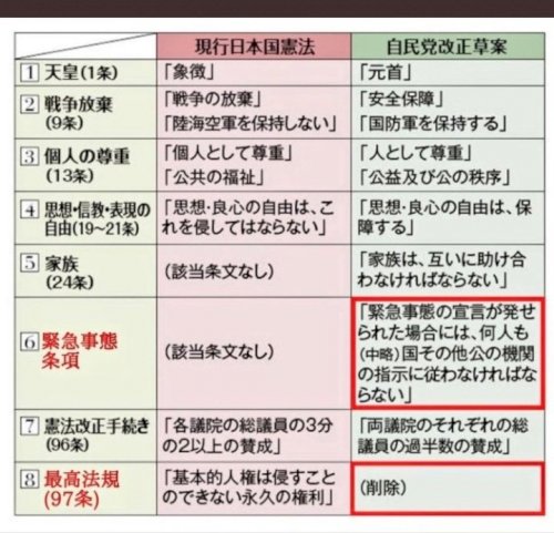 「憲法改正によって基本的人権が削除されて国」の質問画像