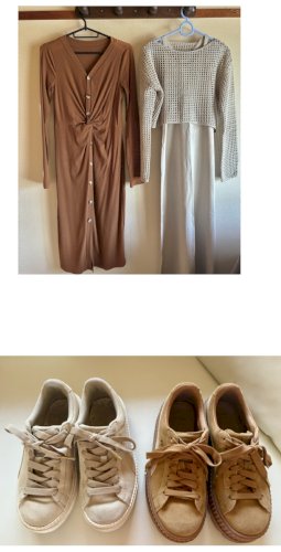 「この二着のワンピースに 合わせるなら、ど」の質問画像