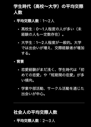 「学生時代より社会人になってからの交際人数」の質問画像