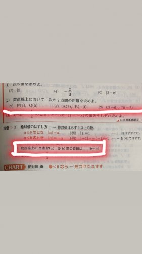 「数直線において2点間の距離を求める問題に」の質問画像