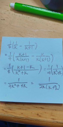 「数学Bの問題です 1/2k(2k+2)が」の回答画像1