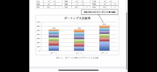 「この写真のようにグラフの上に合計値を 載」の質問画像