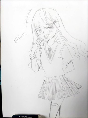 「笑ってる女の子描きました。 不自然なとこ」の補足画像1