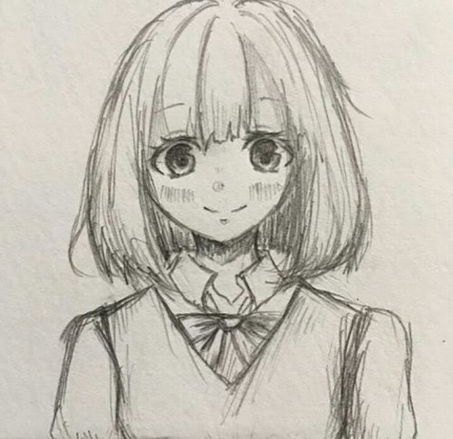 「女の子描いてみました！高1です! 100」の質問画像
